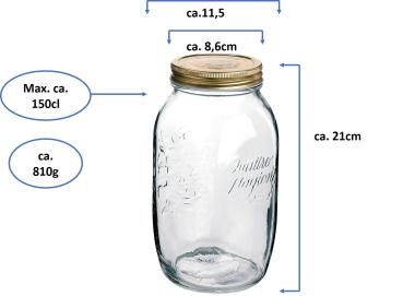 Preview: Quattro Stagioni Einmachglas 1500ml - 6 Stück
